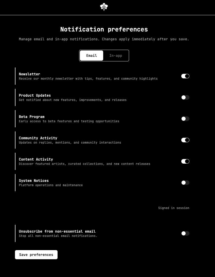 Notification preferences