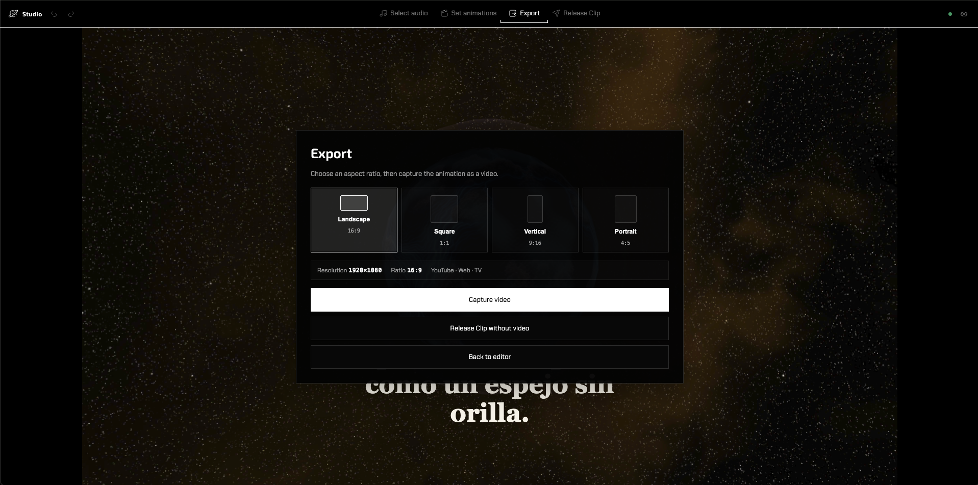 Studio — export options